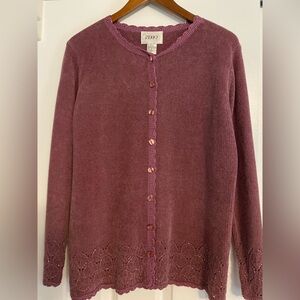 Women’s cardigan sweater, size L, color pink / mauve